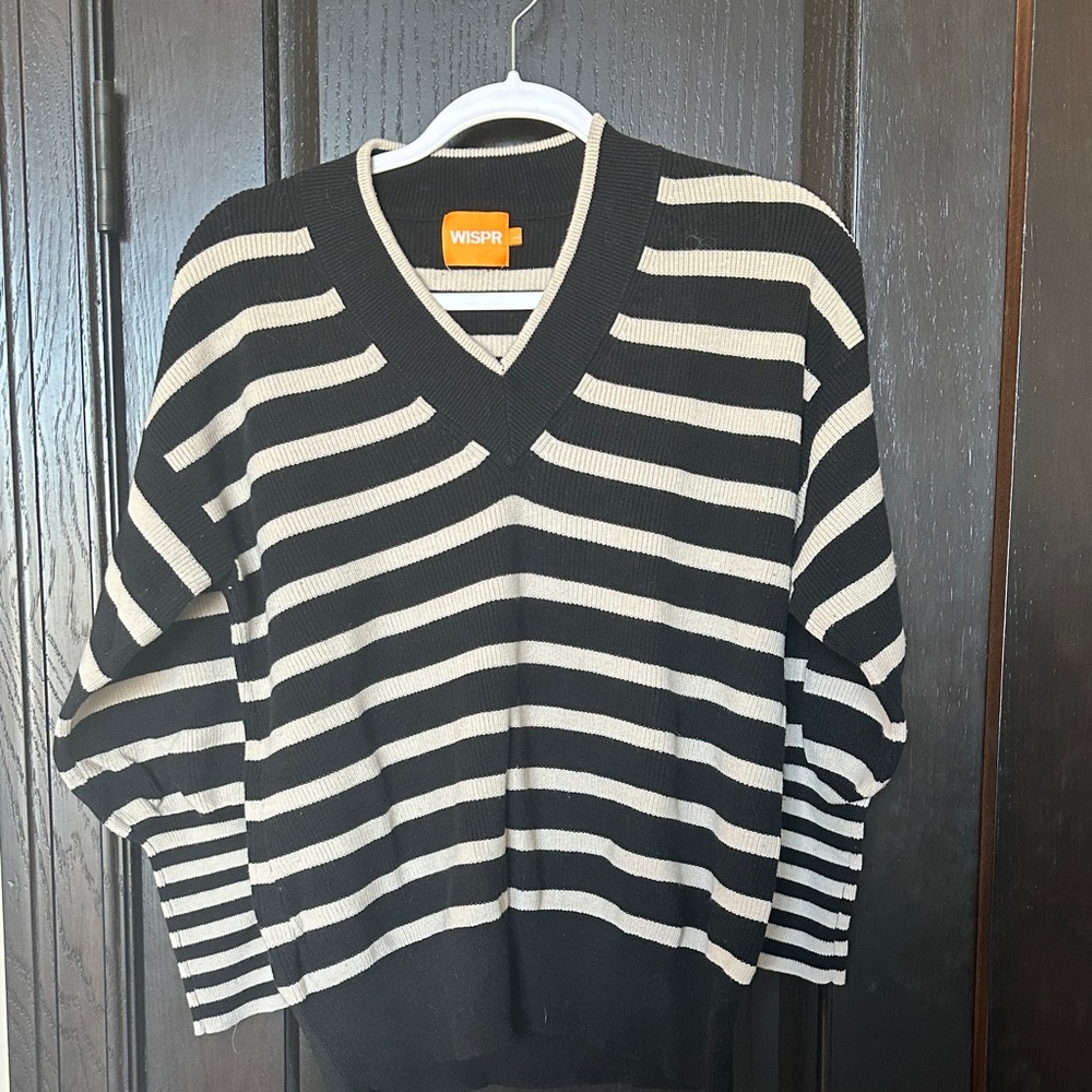 Wispr Black & cream v-neck sweater.